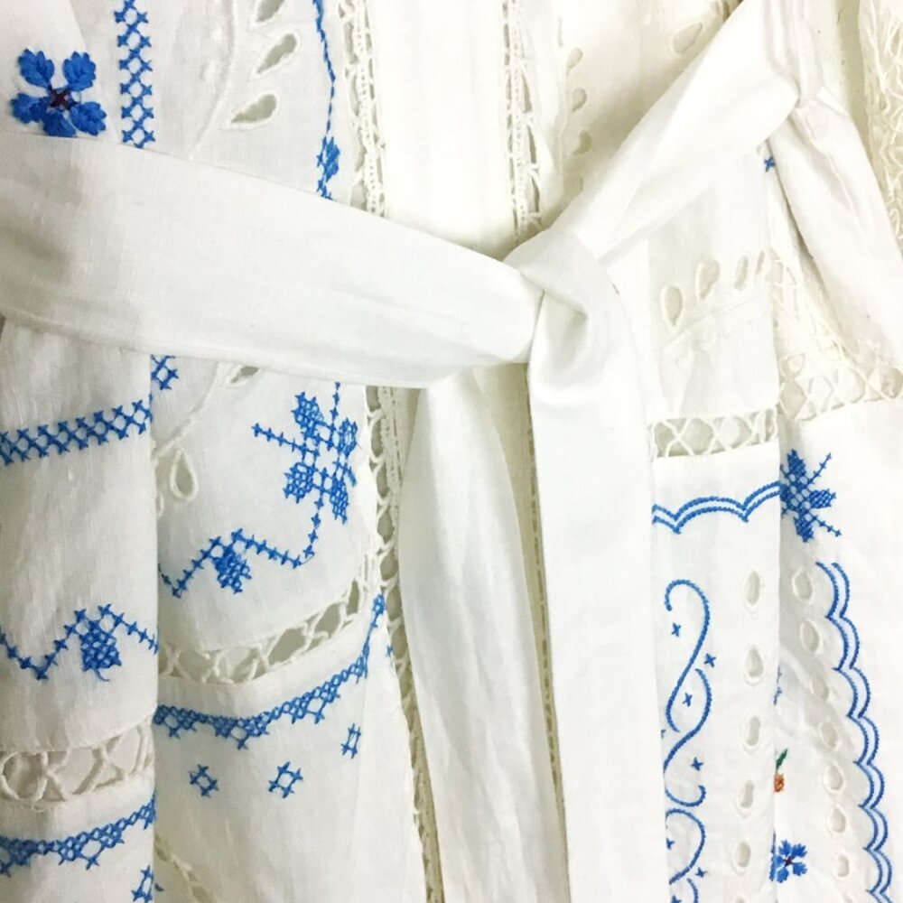 FARM RIO White Multi Colored Embroidered Scarf Maxi Dress - Picture 5 of 16